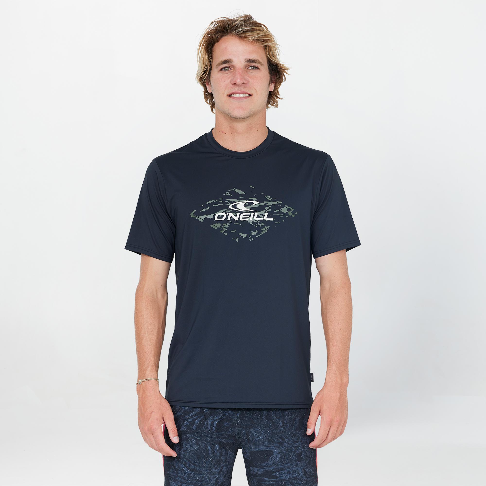 Men's Blended Short Sleeve Rash Vest Tee - Black