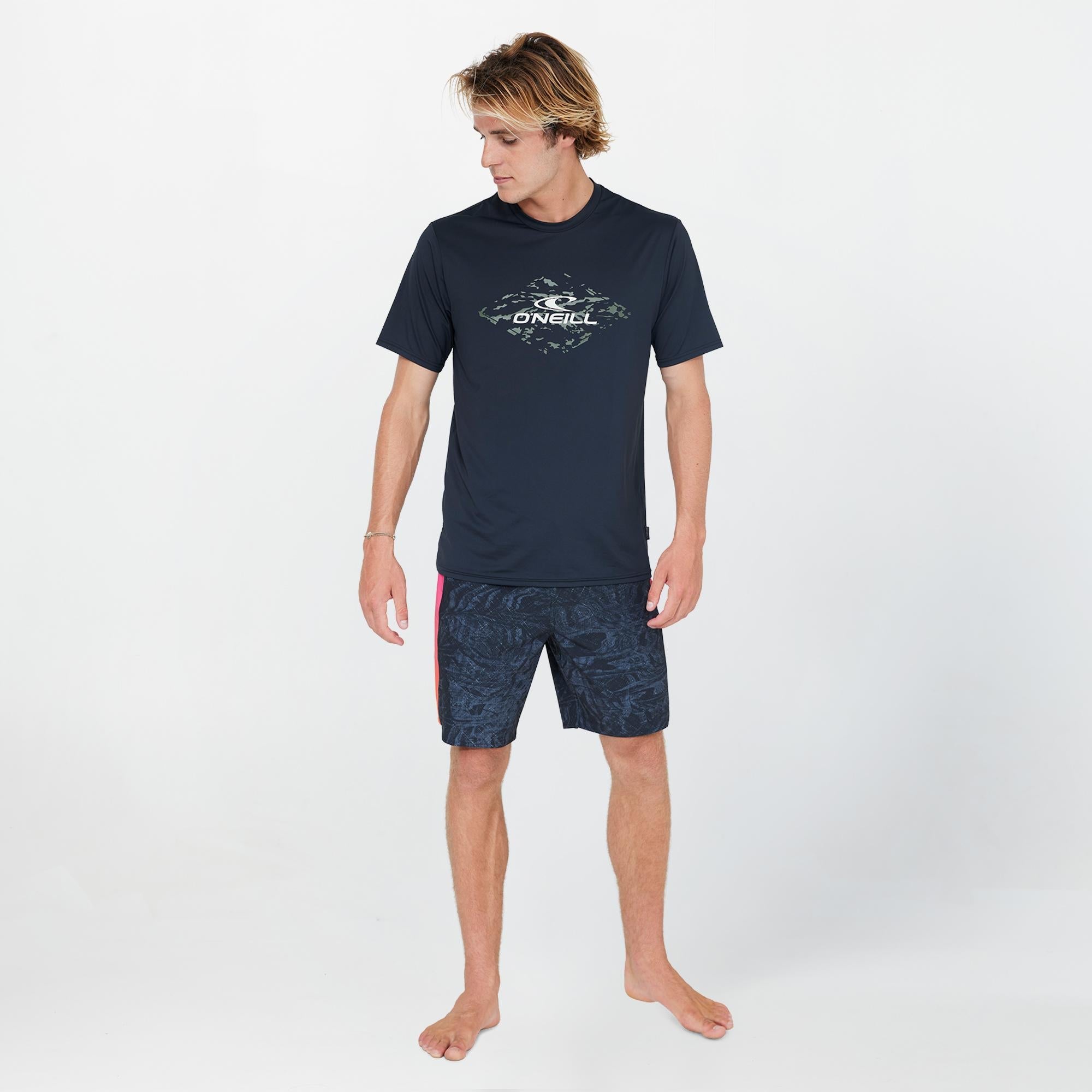 Men's Blended Short Sleeve Rash Vest Tee - Black