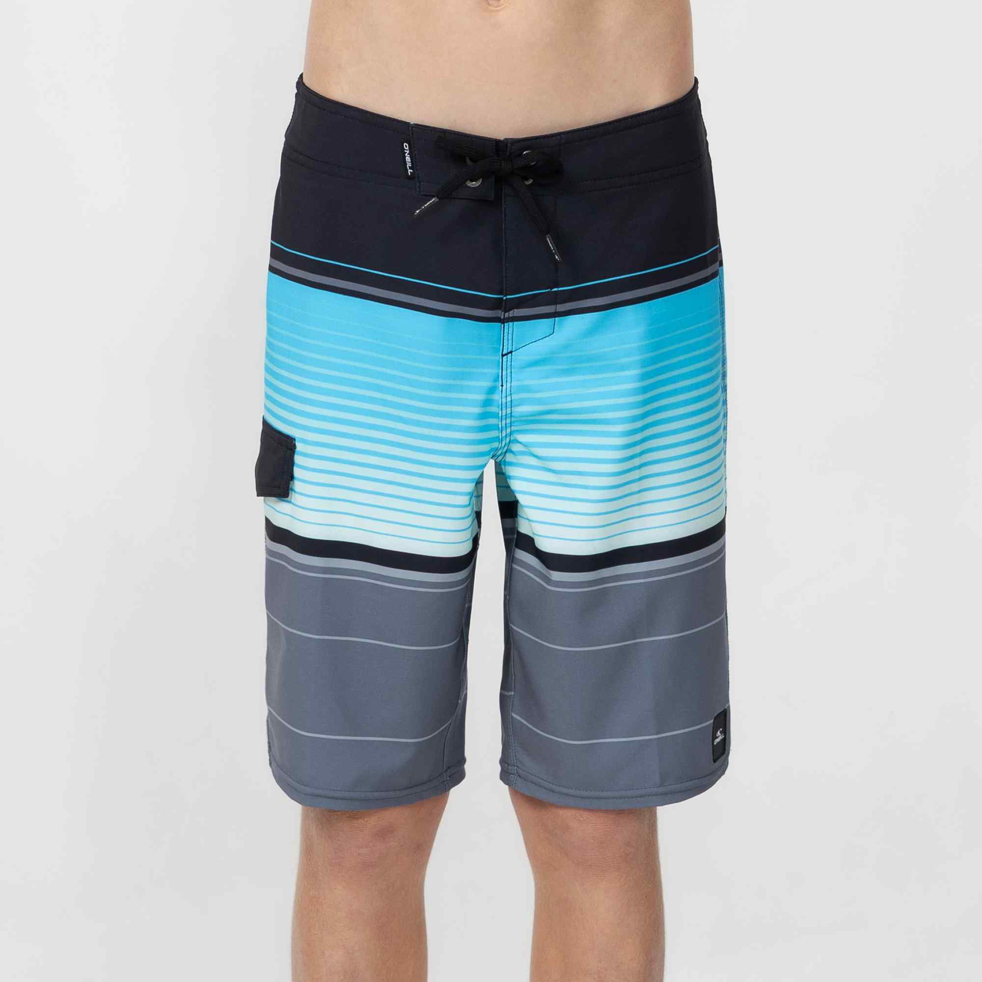 Boy's Lennox Stripe 18 Boardshorts - Black