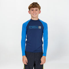 Boy's Reactor Block Long Sleeve Rash Vest - Navy