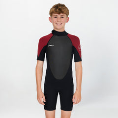 Boys Reactor 2mm Short Sleeve Spring Suit Back Zip - Maroon