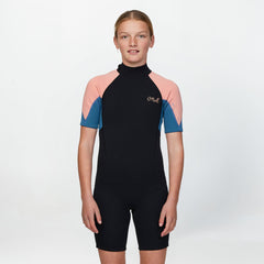 Girls Reactor 2mm Short Sleeve Spring Suit Back Zip - Peach