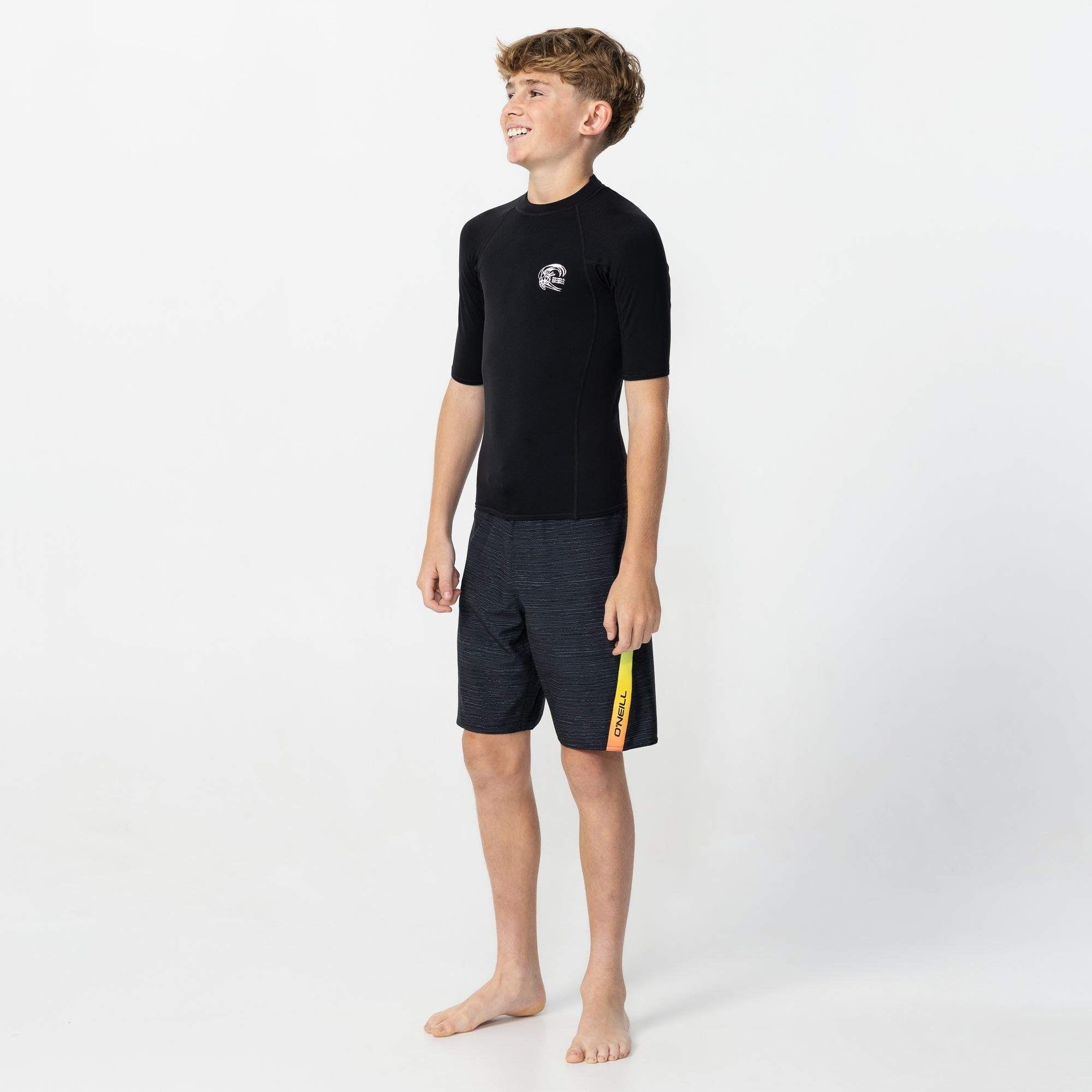 Kid's Thermo Short Sleeve Crew Rash Vest - Black