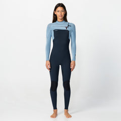 Women's HyperFire 4/3mm Steamer Chest Zip - Faded Denim