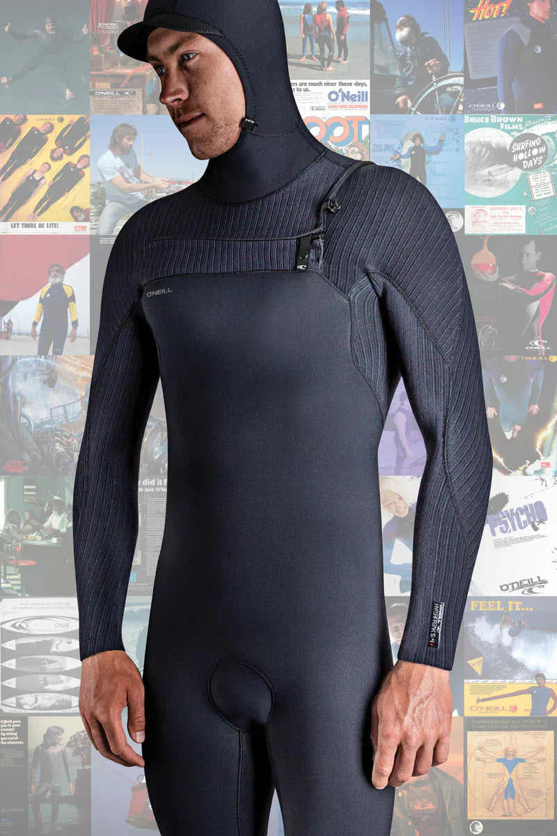 HyperFreak 5/4+ Hooded Steamer Chest Zip Wetsuit - Black