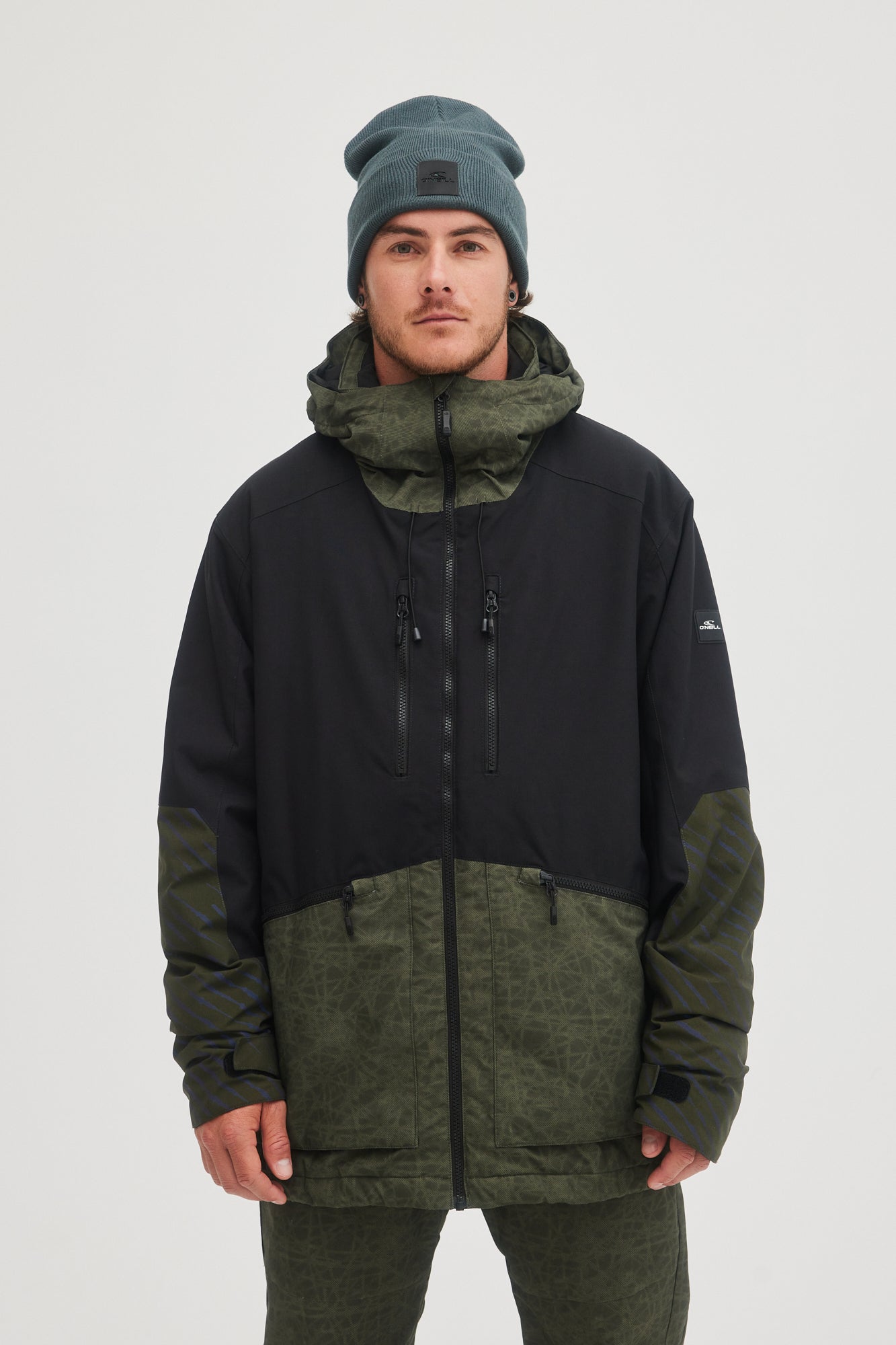 Men's Texture Snow Jacket - Black Out Colour Block