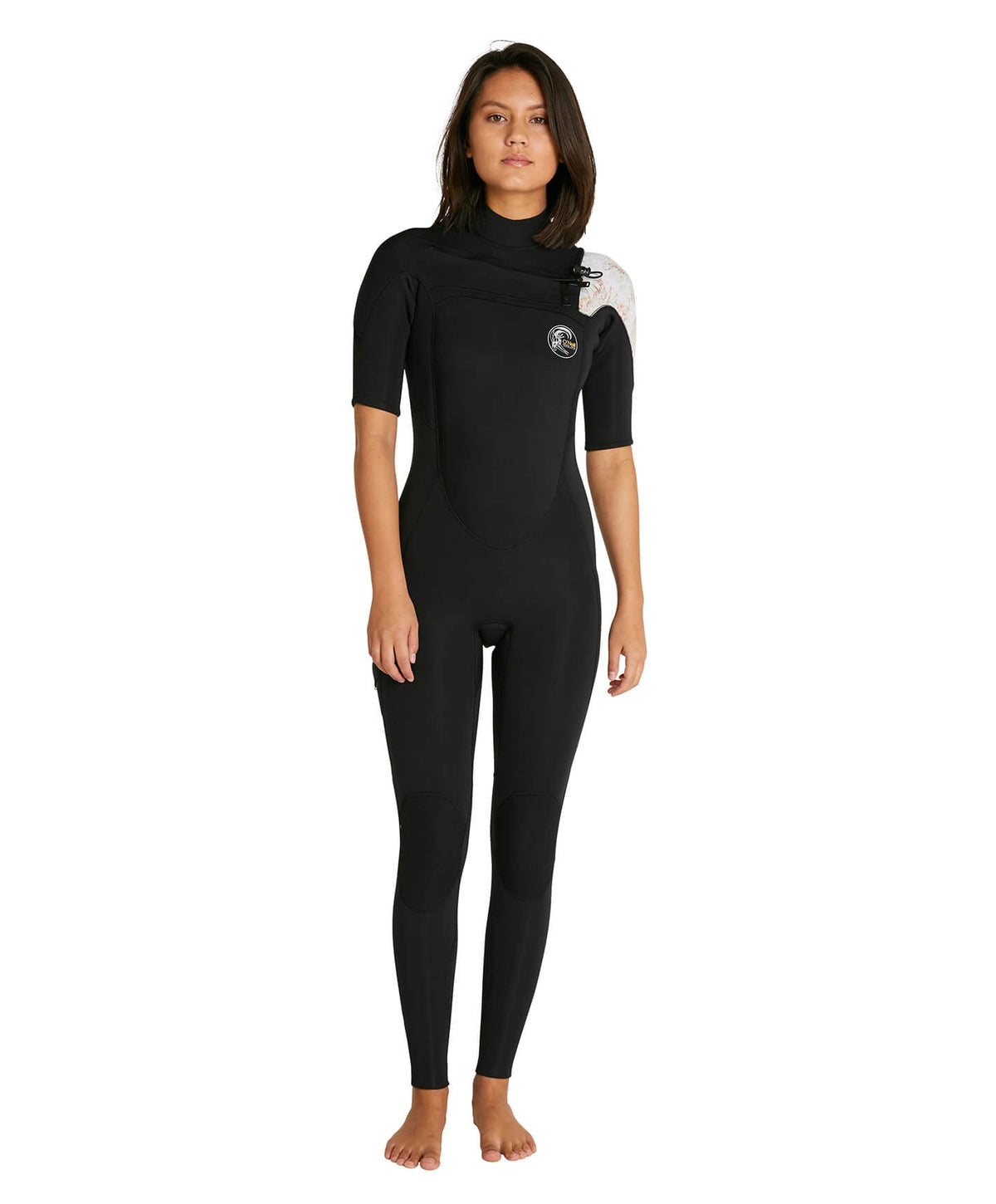 Womens Bahia 2mm Short Arm Steamer Wetsuit - Black/Tropical Leopard