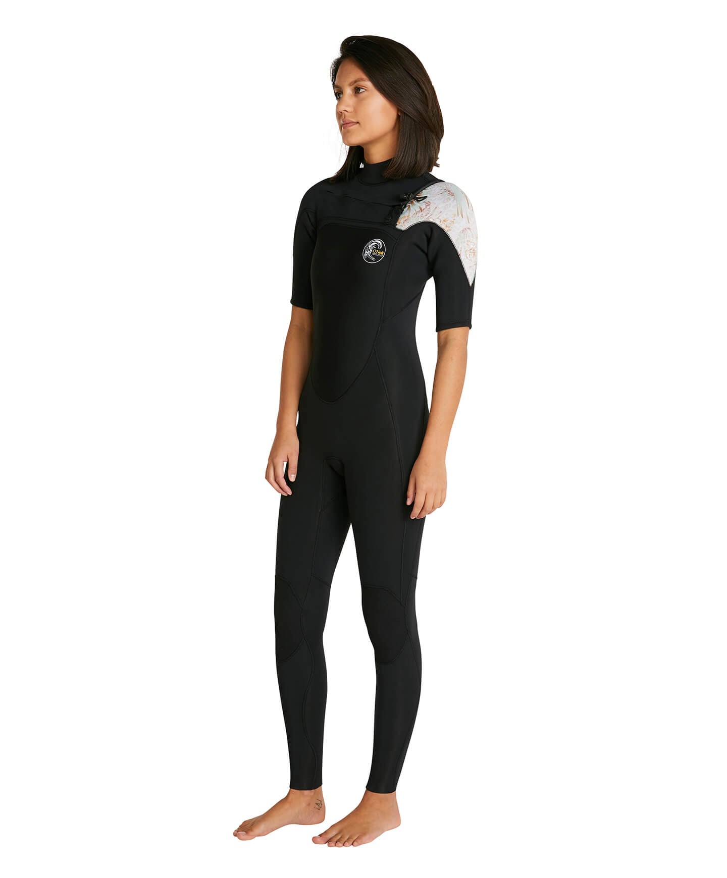 Womens Bahia 2mm Short Arm Steamer Wetsuit - Black/Tropical Leopard