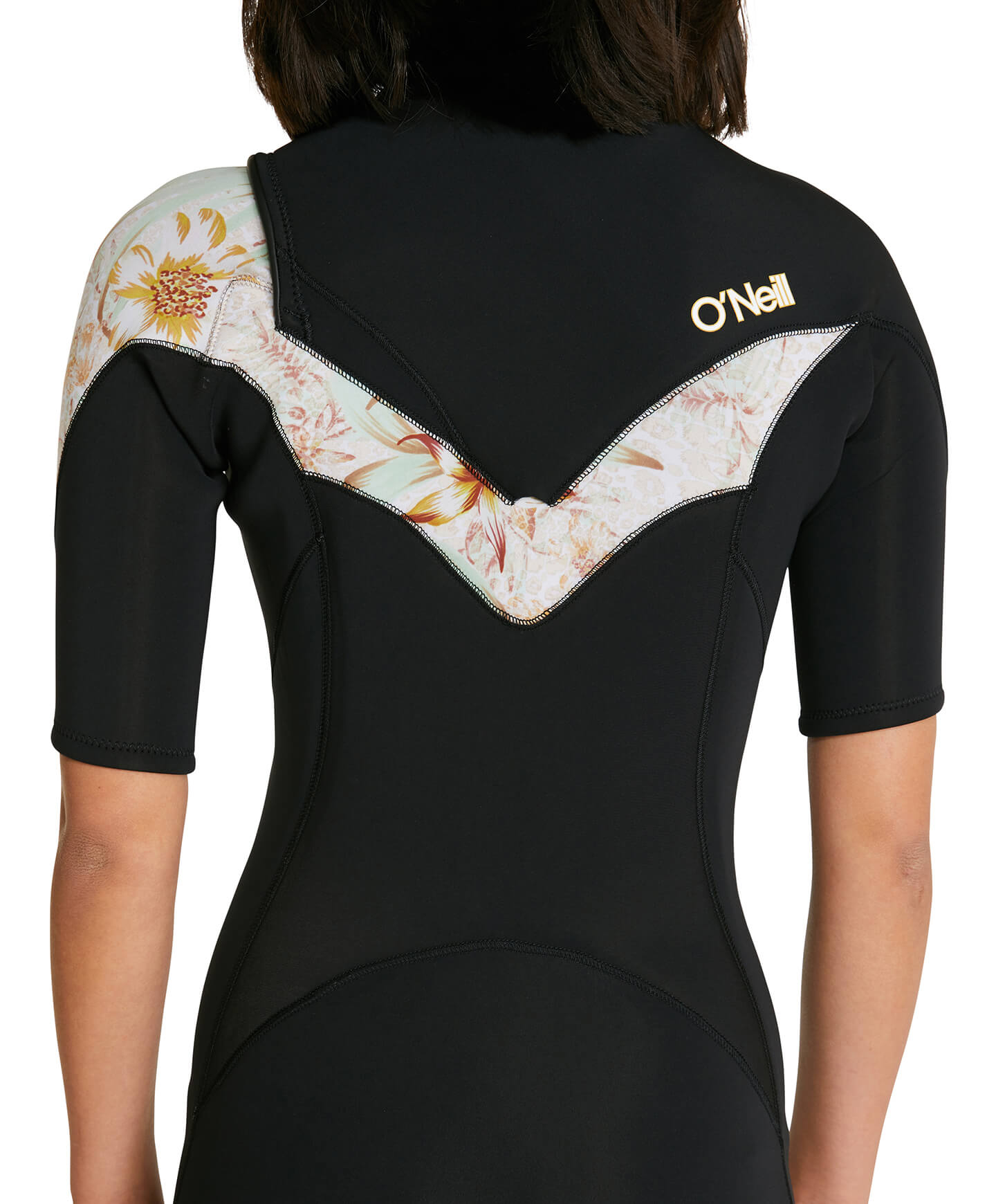 Womens Bahia 2mm Short Arm Steamer Wetsuit - Black/Tropical Leopard