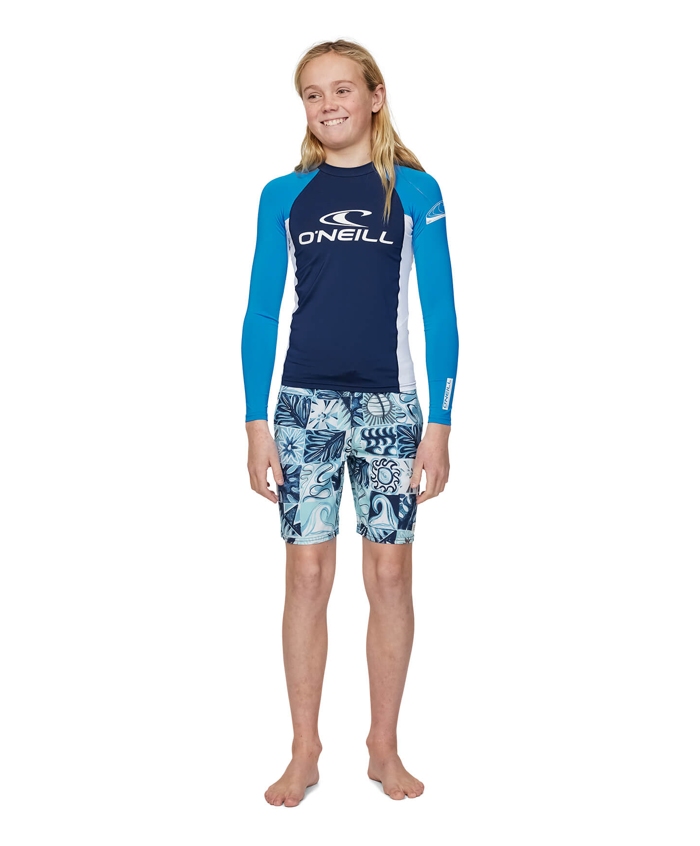 Boys Basic LS Skins Rash Vest - Navy