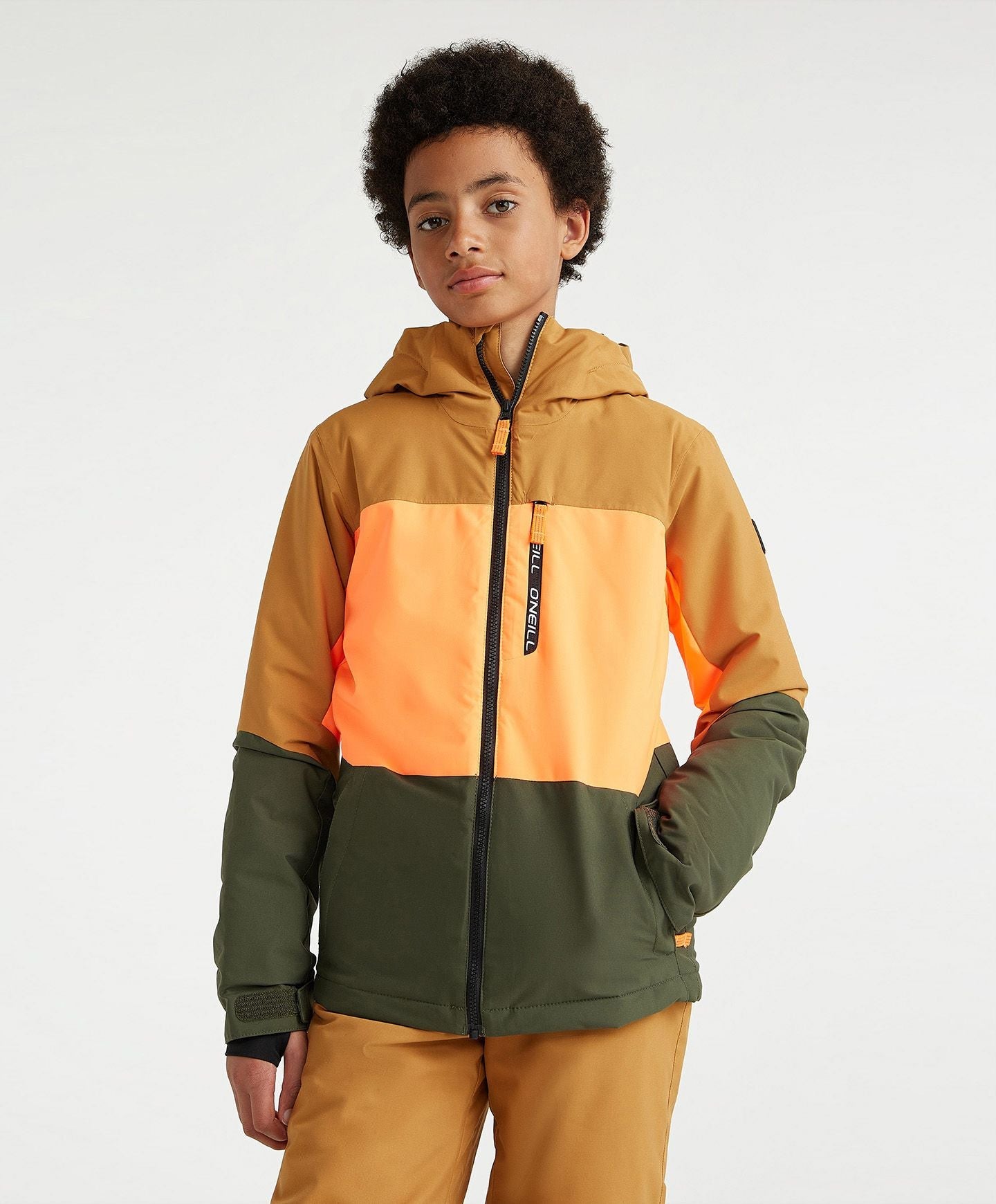 Boy's Carbonite Snow Jacket - Rich Caramel Colour Block