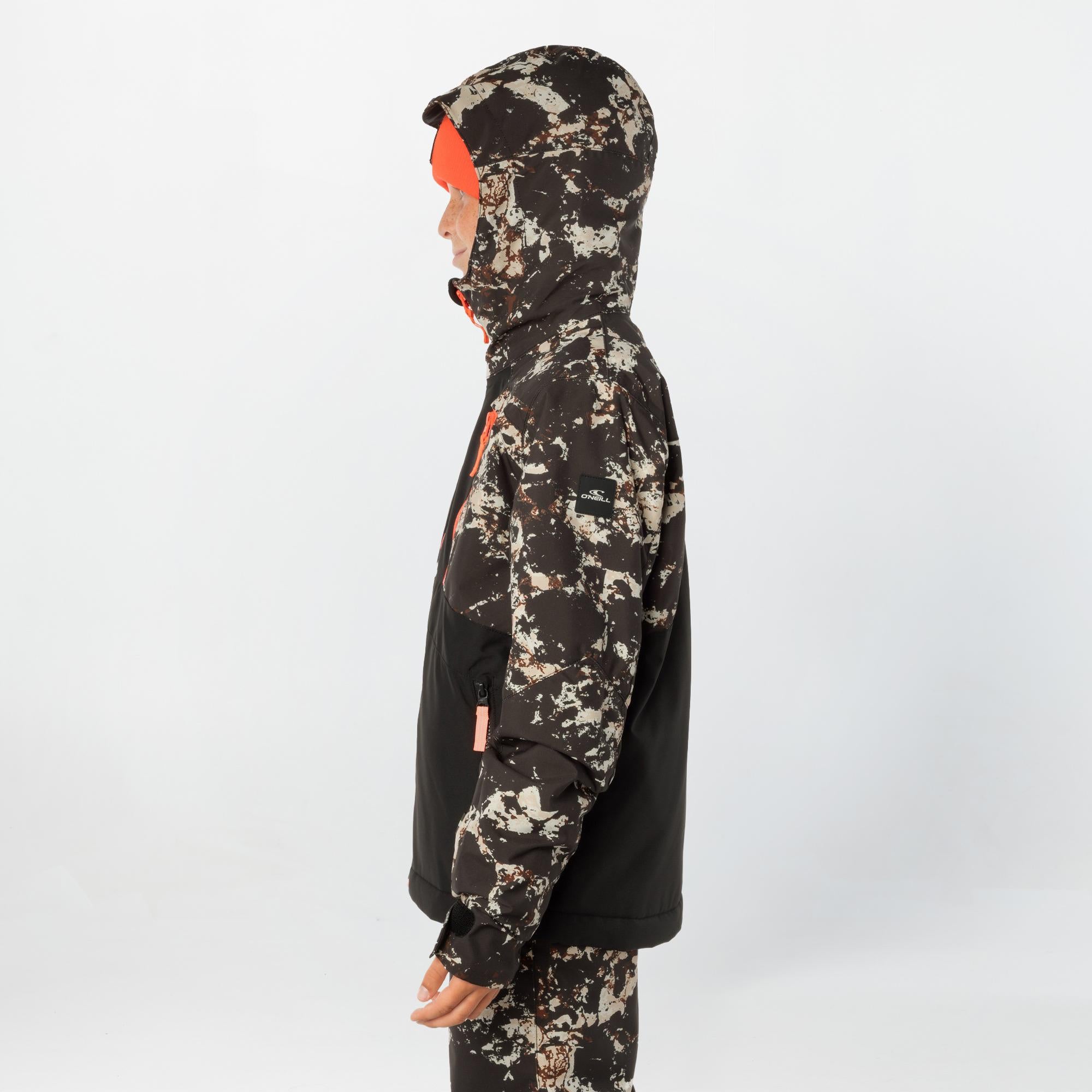 Boy's Cruz Block Snow Jacket - Black Beige Quarry