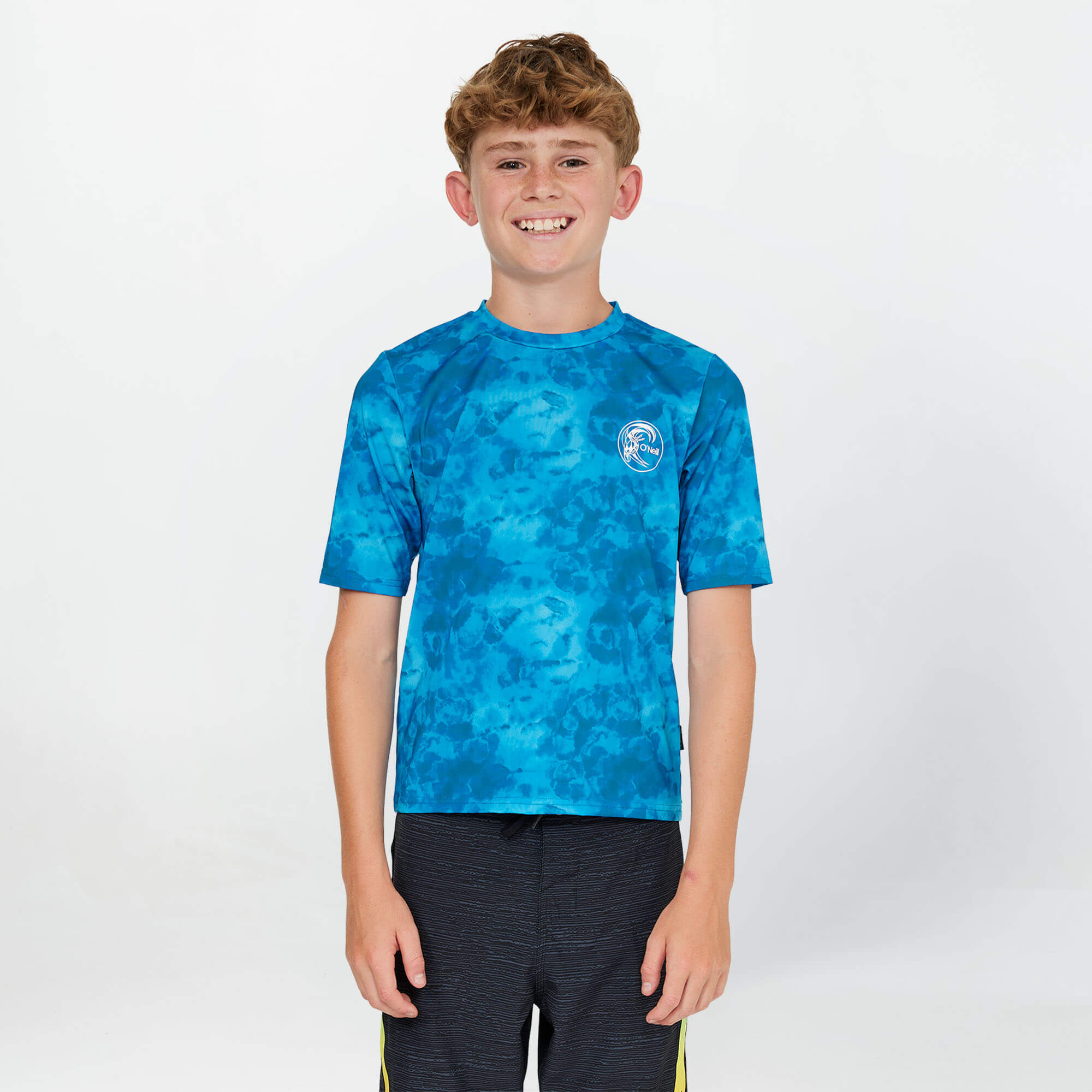 Boy's Dopedye Short Sleeve Rash Vest Tee - Tie Dye Blue