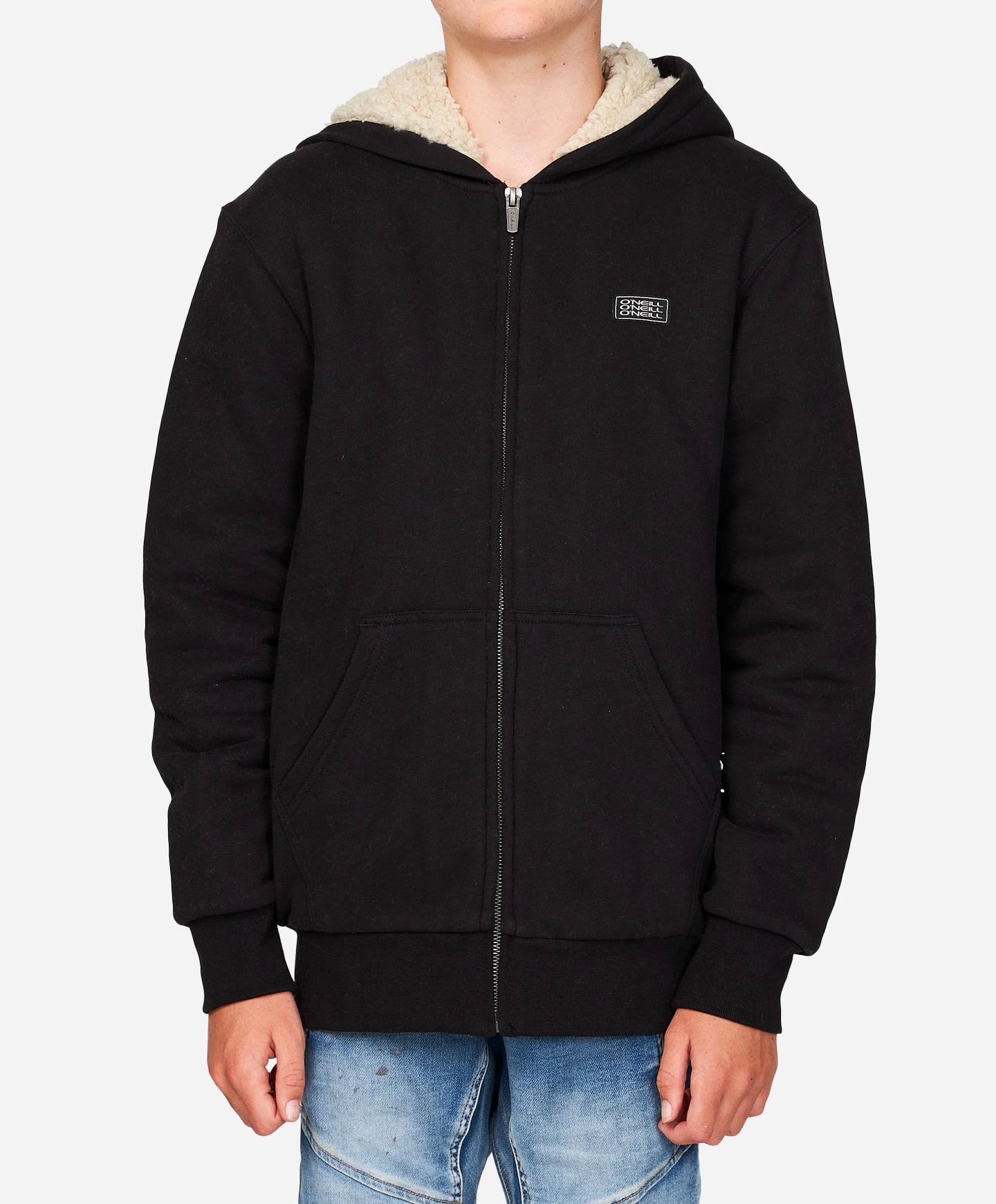 Boys Fifty Two Sherpa Zip Hoodie - Black