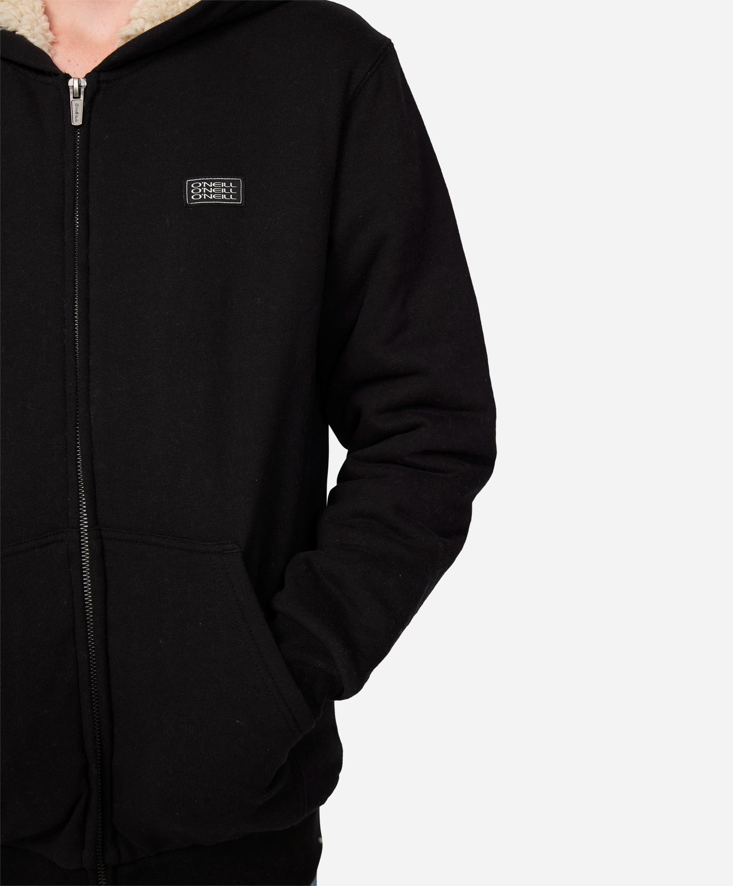 Boys Fifty Two Sherpa Zip Hoodie - Black