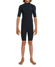 Boy's HyperFreak 2mm Short Sleeve Springsuit Chest Zip Wetsuit - Black