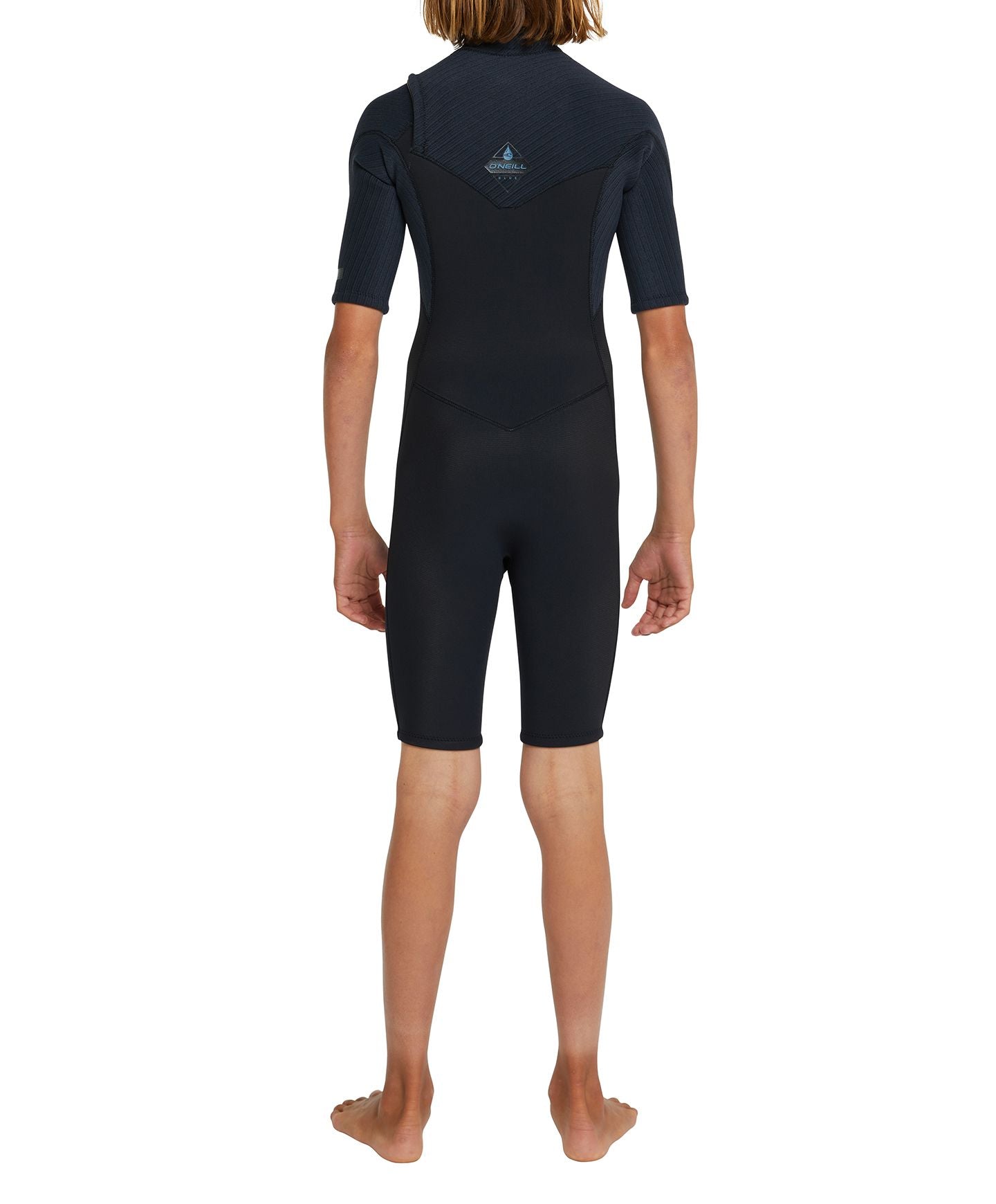 Boy's HyperFreak 2mm Short Sleeve Springsuit Chest Zip Wetsuit - Black