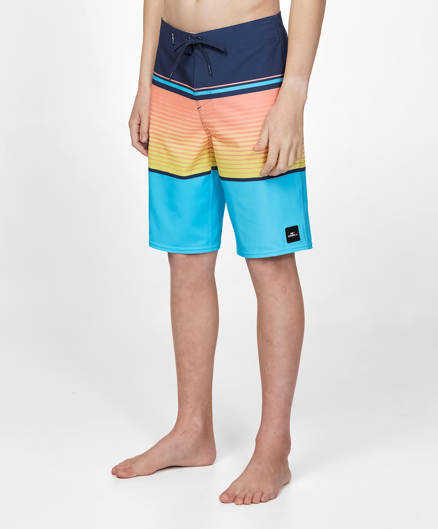 Boys Lennox Stripe Boarshorts - Aquarius