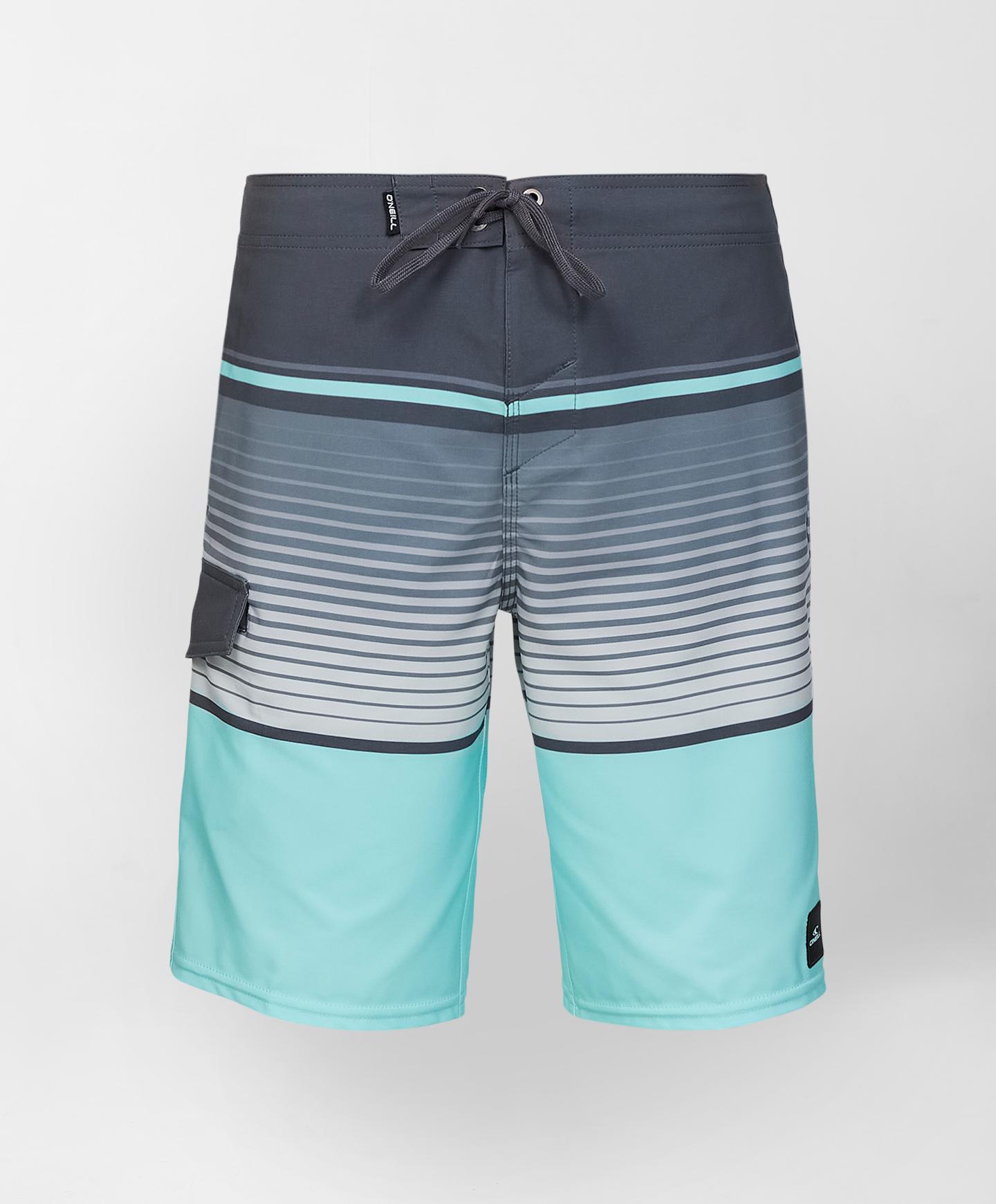 Boys Lennox Stripe Boarshorts - Turquoise