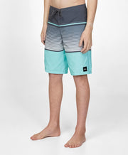 Boys Lennox Stripe Boarshorts - Turquoise