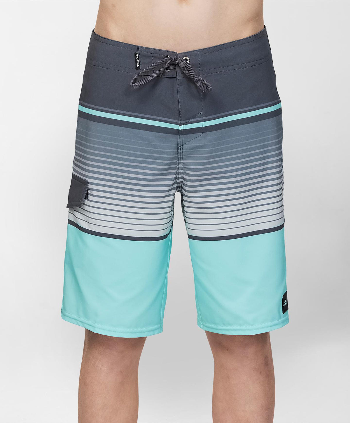 Boys Lennox Stripe Boarshorts - Turquoise