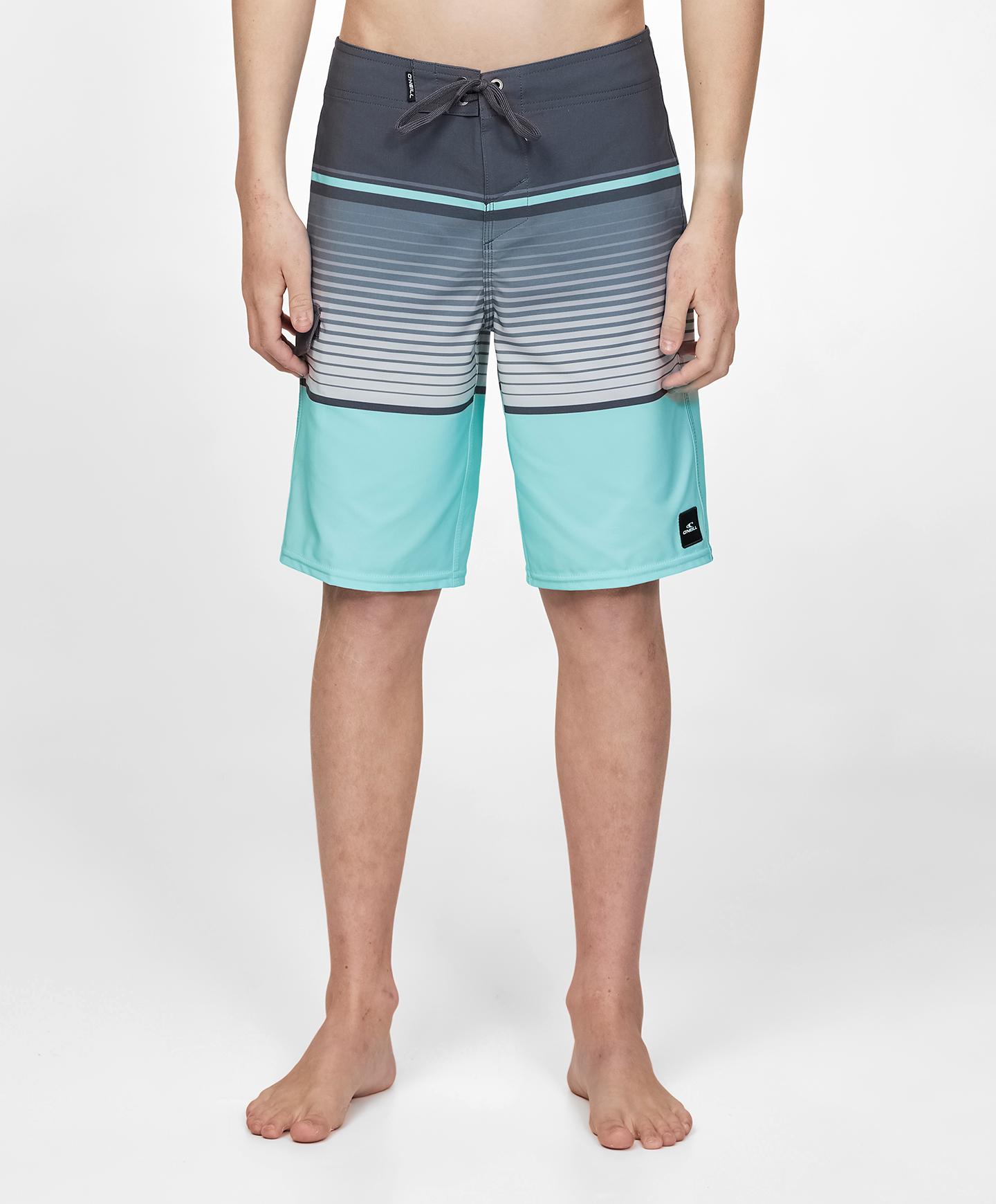 Boys Lennox Stripe Boarshorts - Turquoise