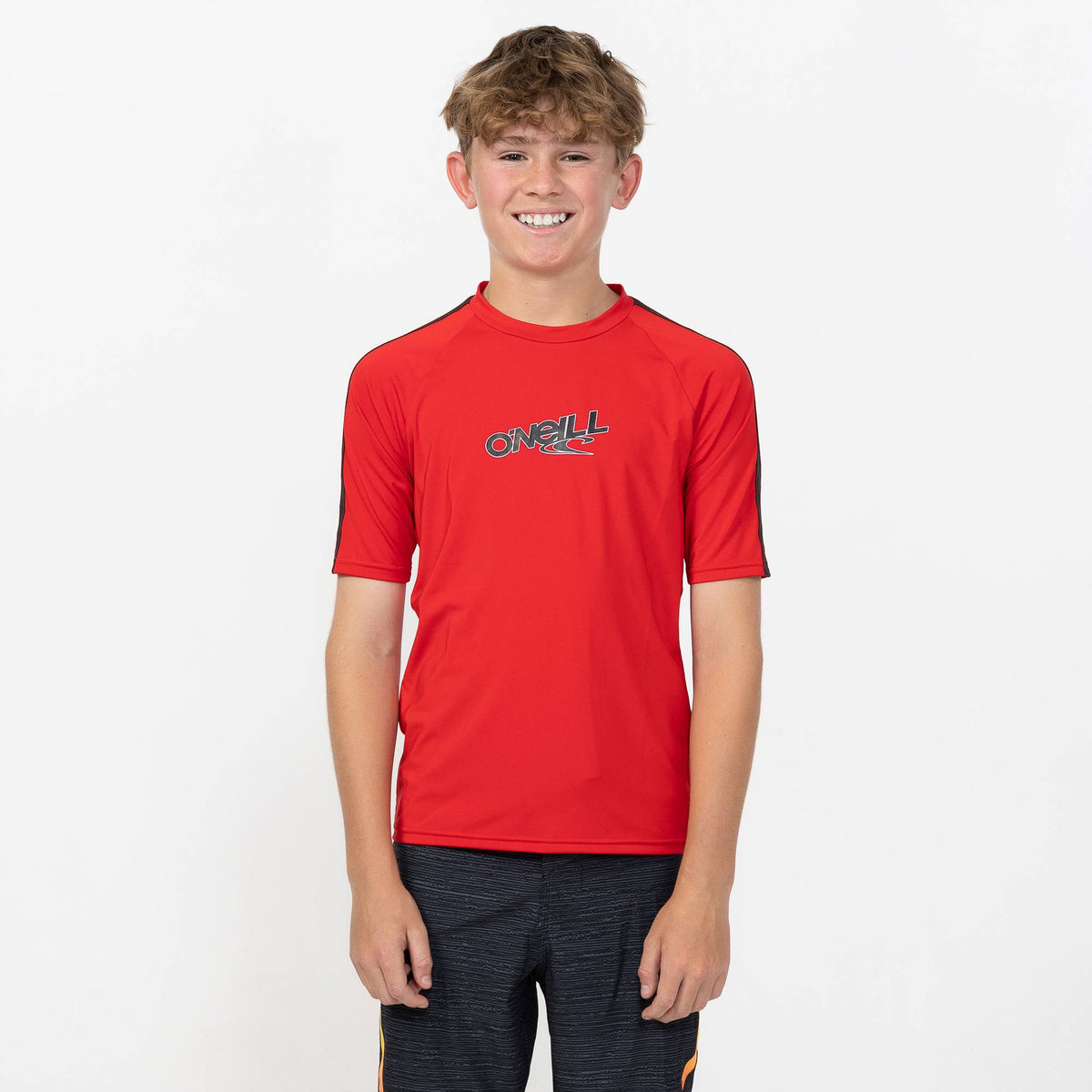 Boy's O'Block Short Sleeve Rash Vest Tee - Red
