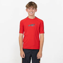 Boy's O'Block Short Sleeve Rash Vest Tee - Red