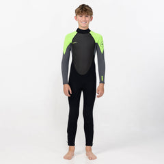 Boys Reactor 3/2mm Steamer Back Zip - Lime Black
