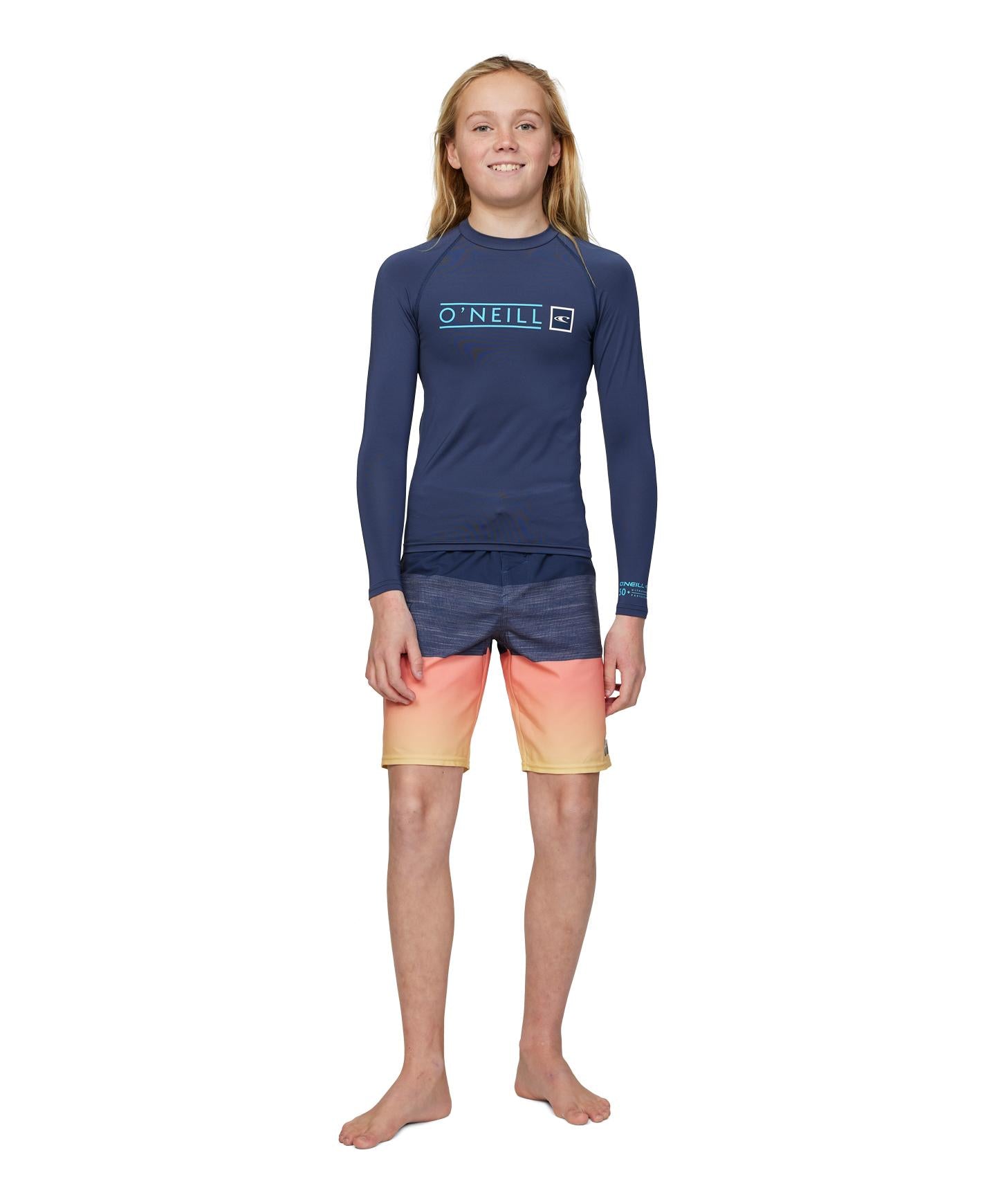 Boy's Reactor Block UV LS Rash Vest - Navy