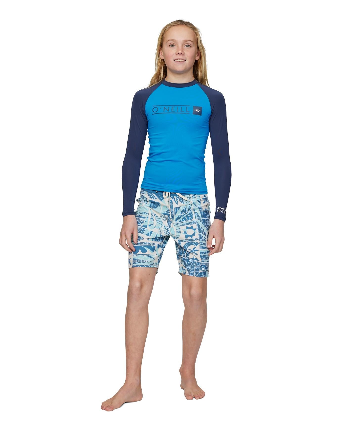 Boy's Reactor Block UV LS Rash Vest - Royal