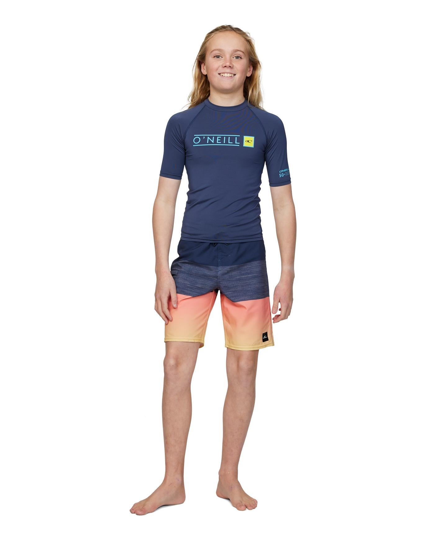 Boy's Reactor Block UV SS Rash Vest - Navy