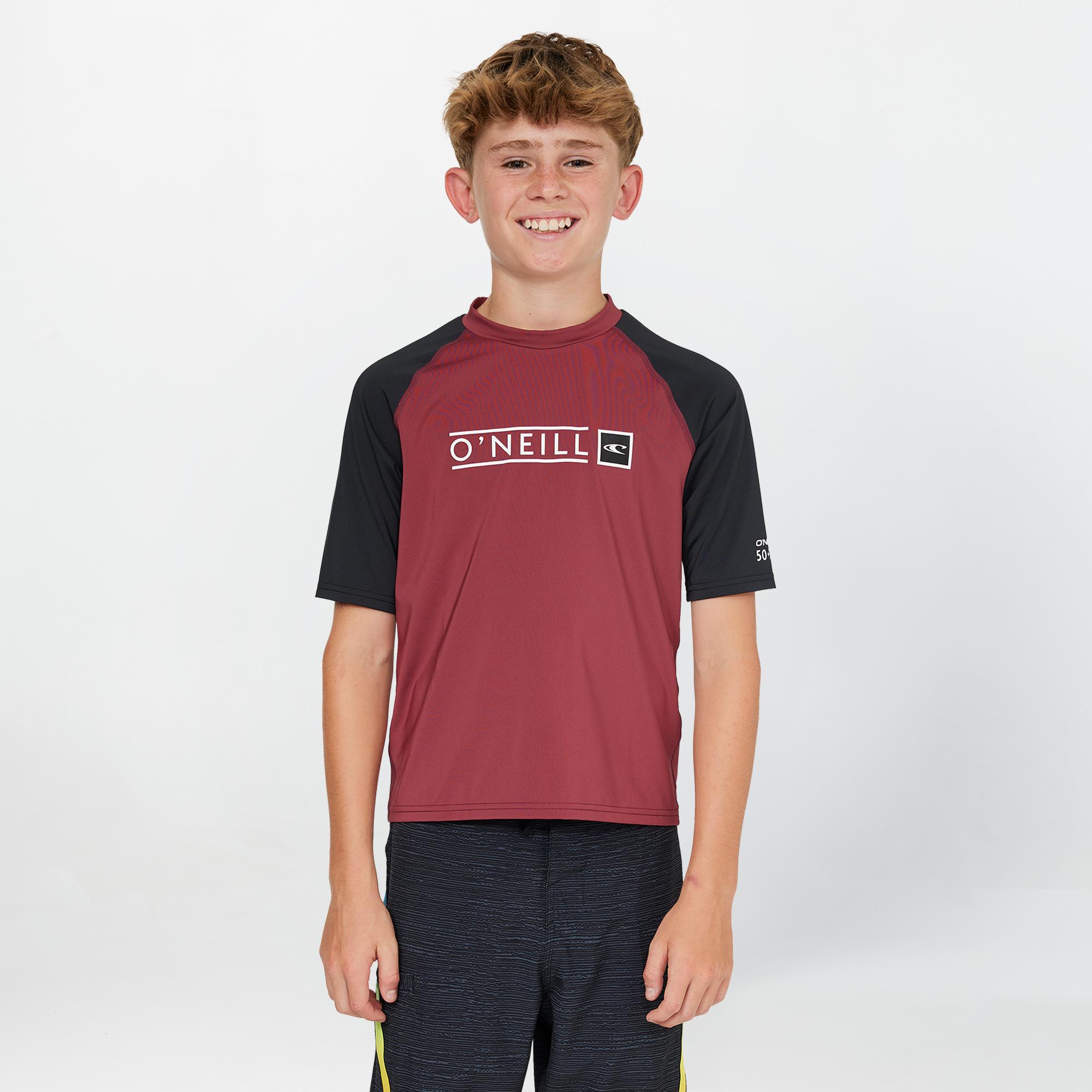 Boy's Reactor Short Sleeve Rash Vest - Maroon