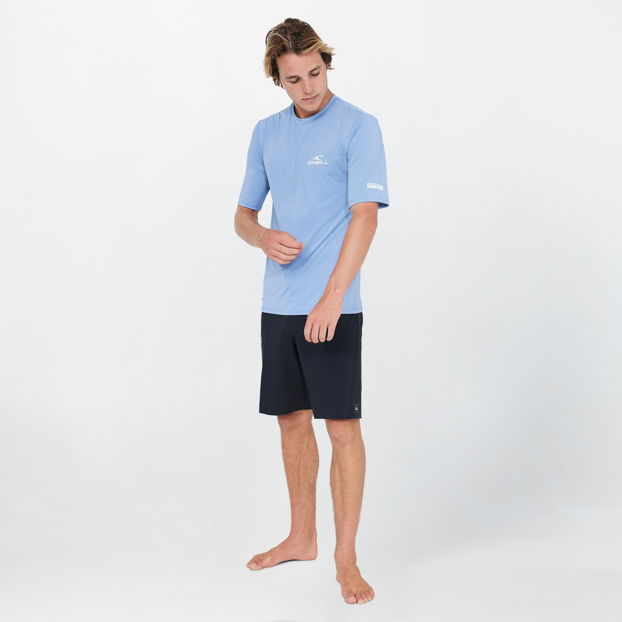 Clean & Mean Short Sleeve Rash Vest Tee - Faded Denim