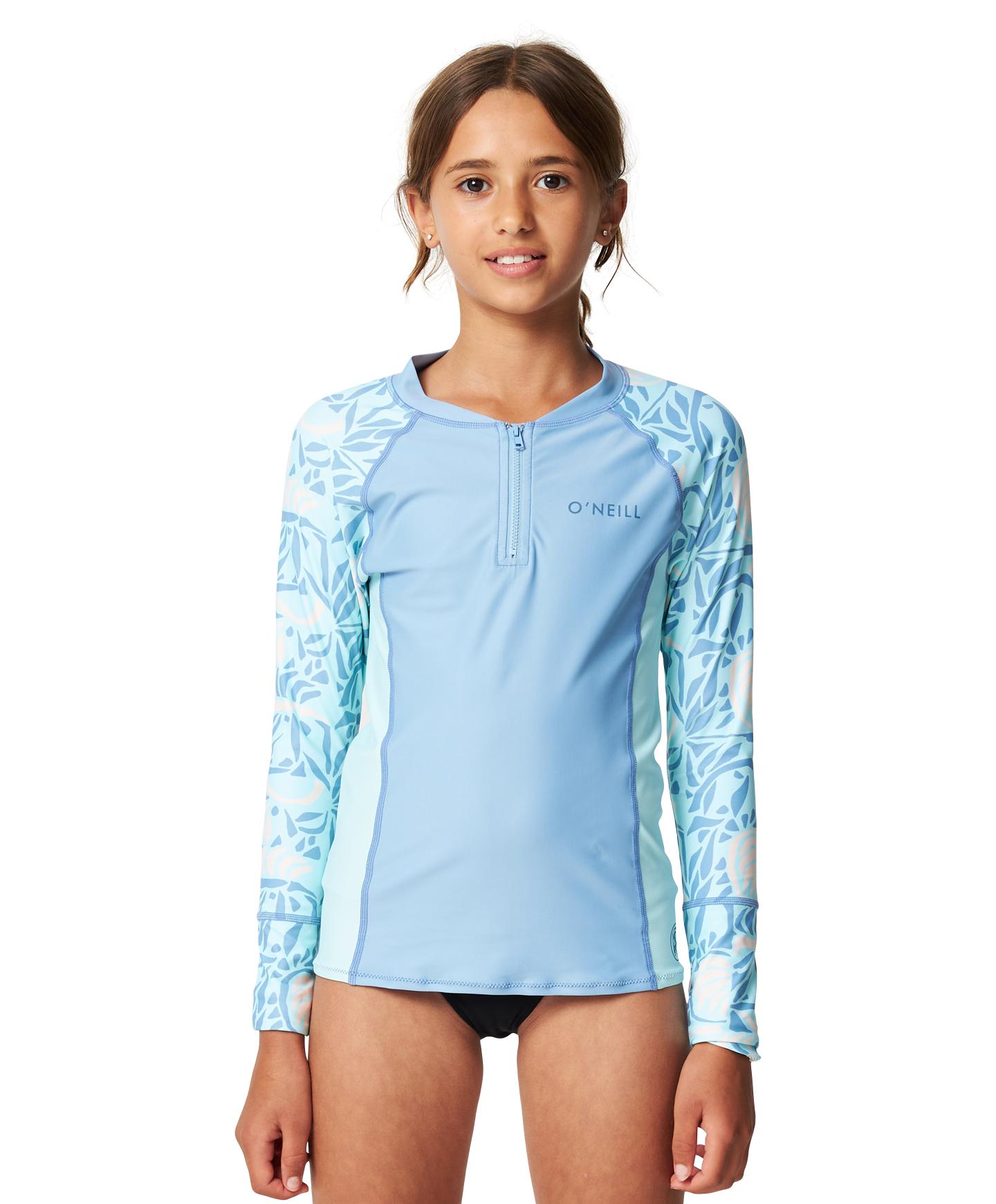 Girl's Bahia 1/4 Zip LS Rash Vest - Check Mosaic