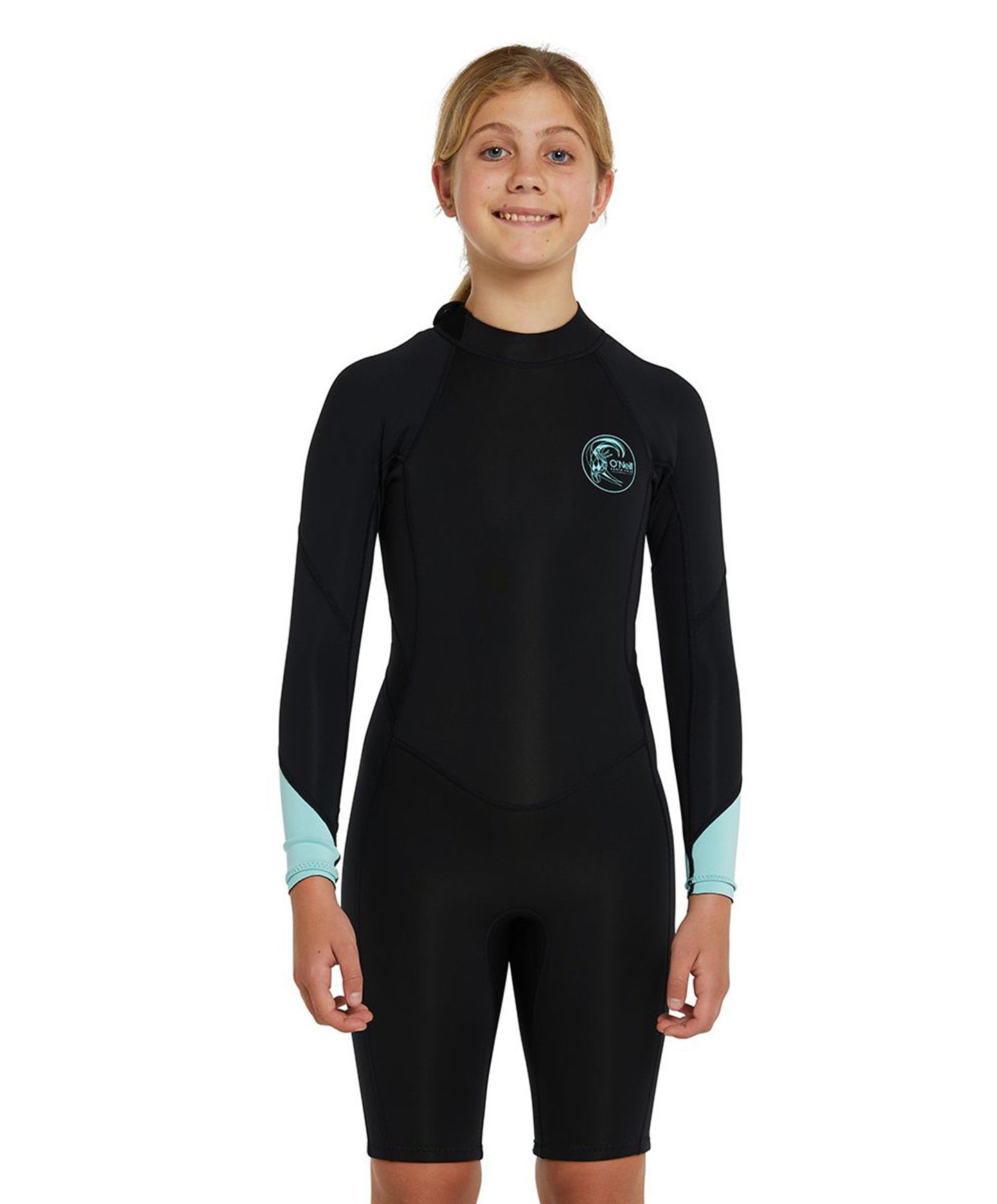 Girl's Bahia 2mm LS Long Spring Suit Wetsuit - Black Aqua