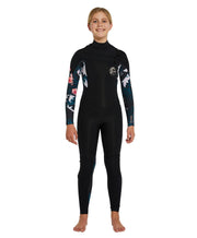 Girl's Bahia 3/2mm Steamer Chest Zip Wetsuit - Black Hibiscus