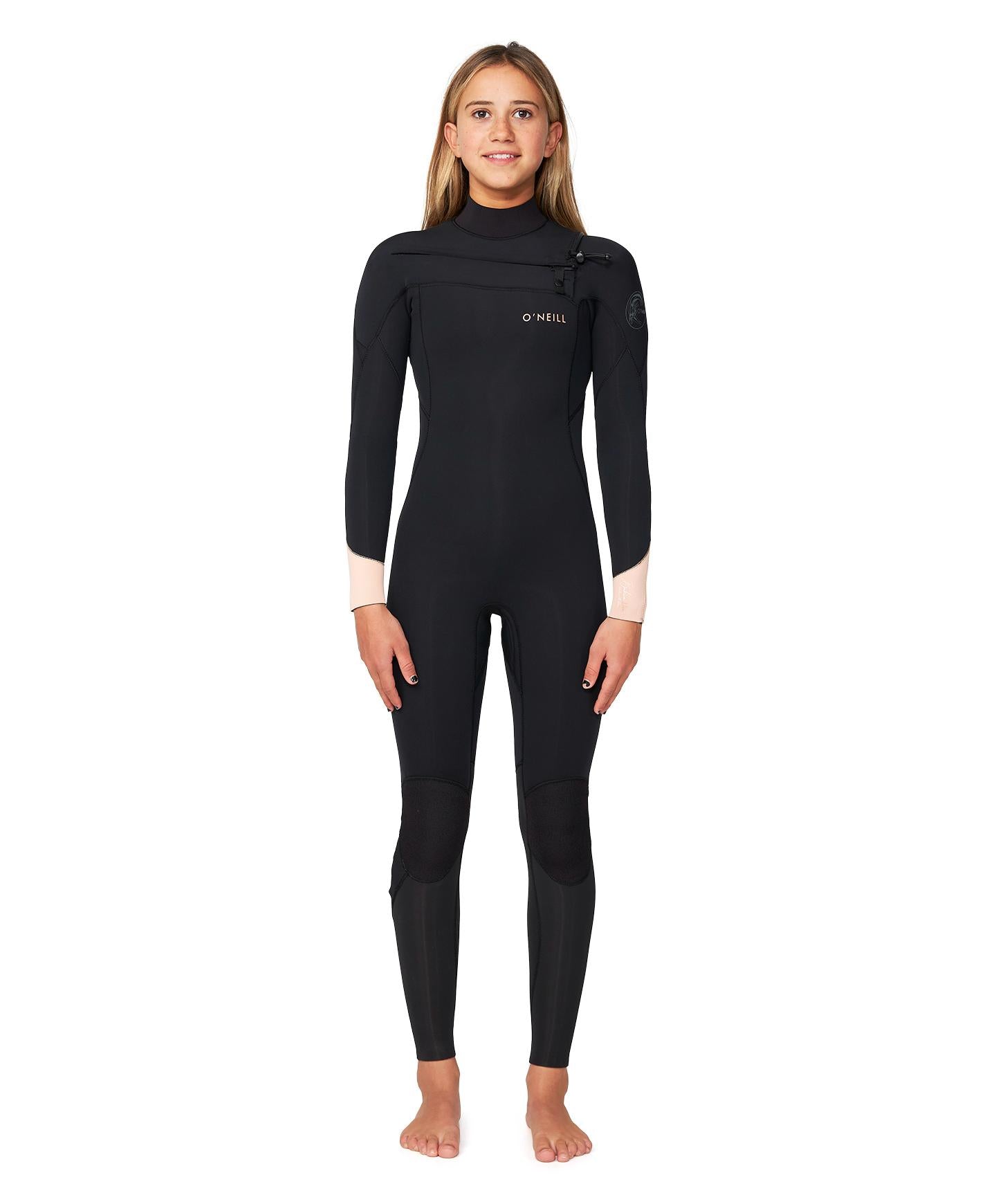 Girl's Bahia 3/2mm Steamer Chest Zip Wetsuit - Peach