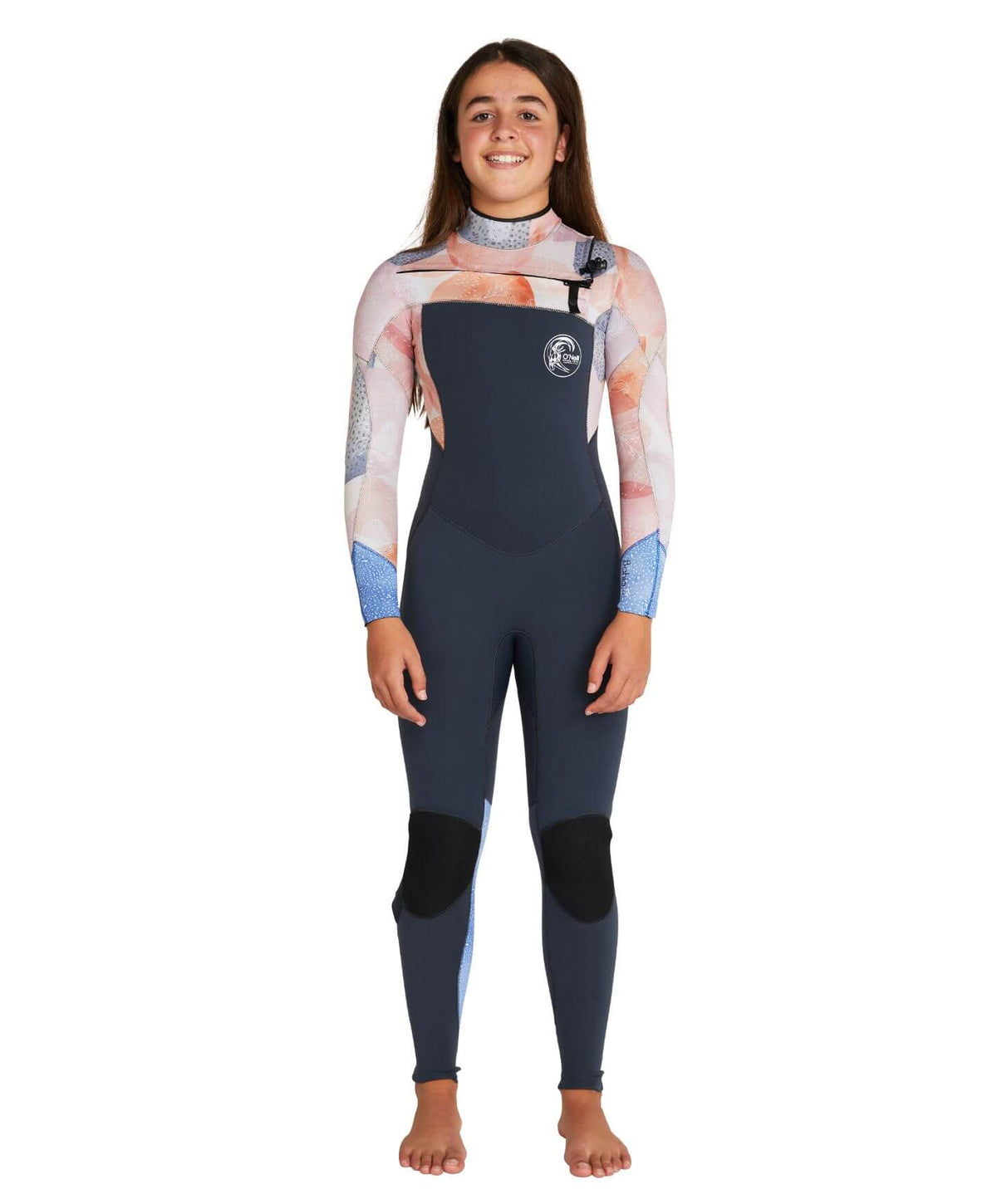 Girl's Bahia 4/3mm Steamer Chest Zip Wetsuit - Gunmetal