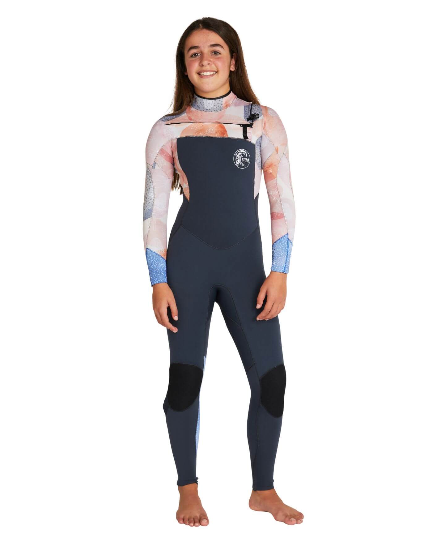 Girl's Bahia 3/2mm Steamer Chest Zip Wetsuit - Gunmetal