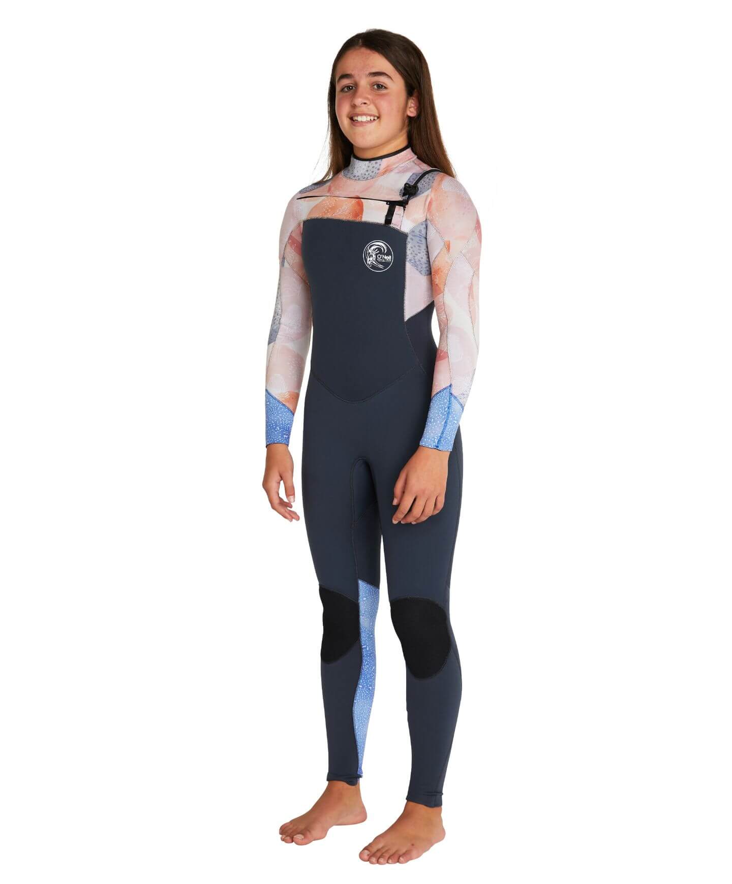 Girl's Bahia 3/2mm Steamer Chest Zip Wetsuit - Gunmetal