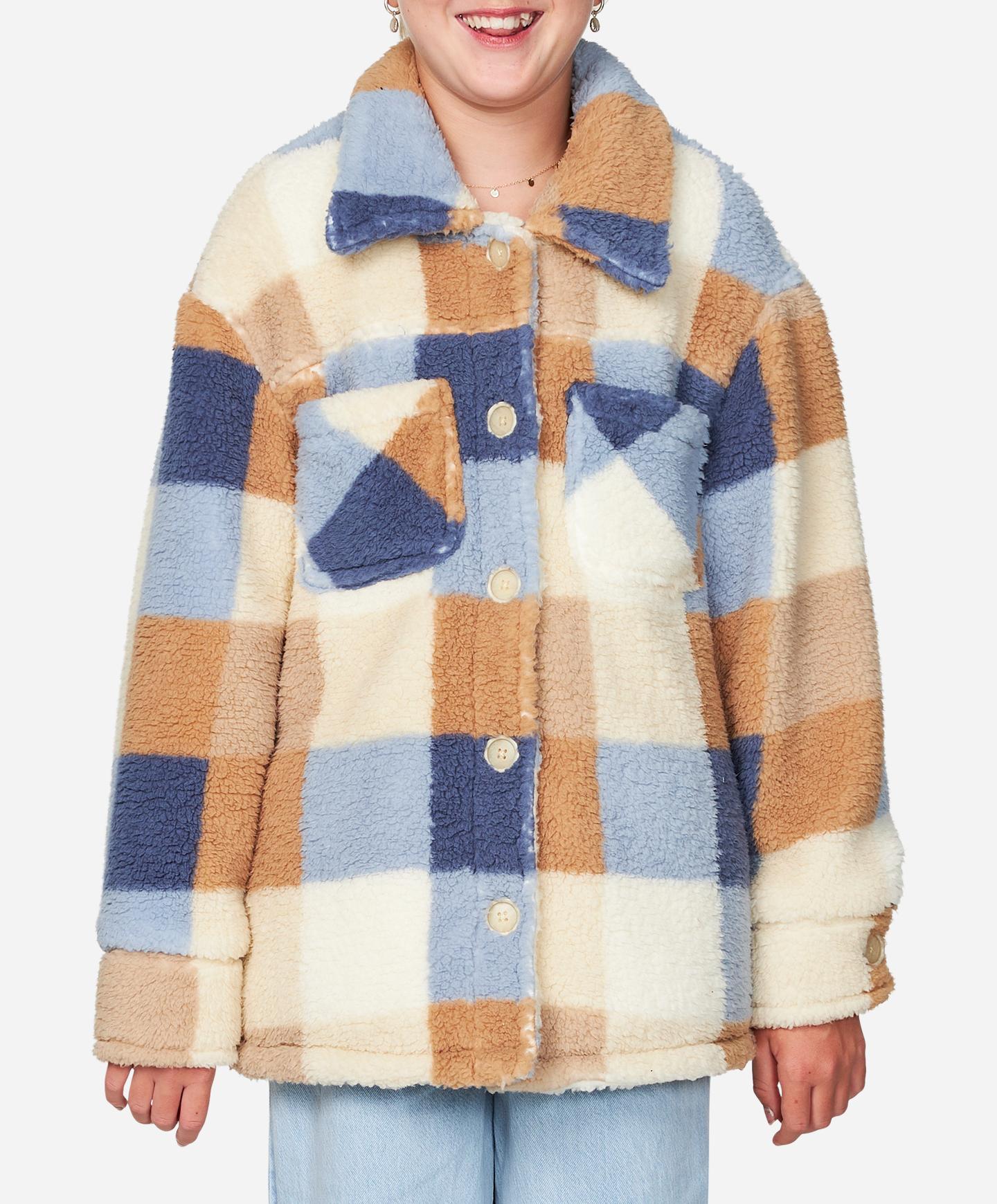 Girls Heath Plaid Jacket - Winter White