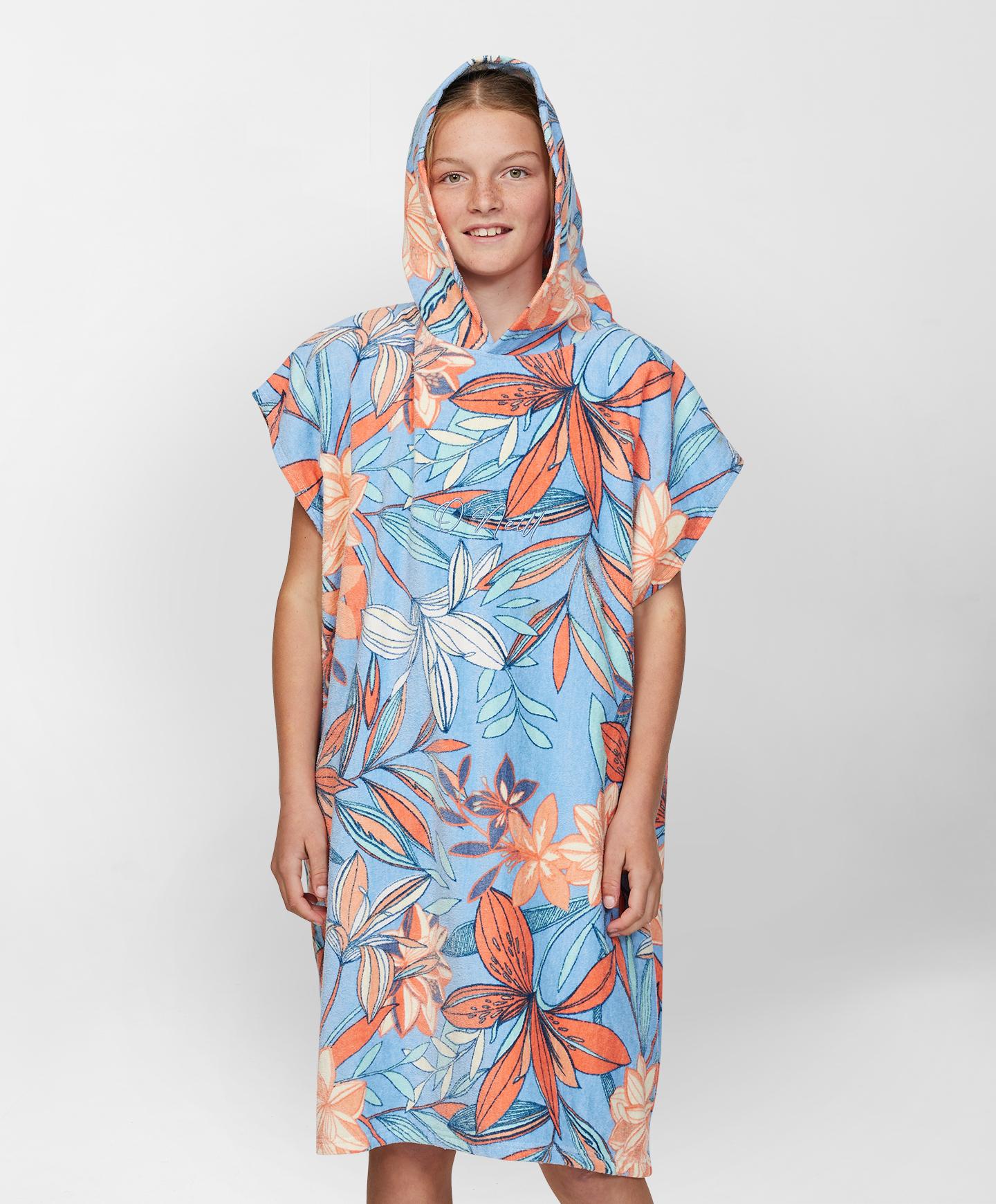 Girls Hooded Change Towel - Blue Floral