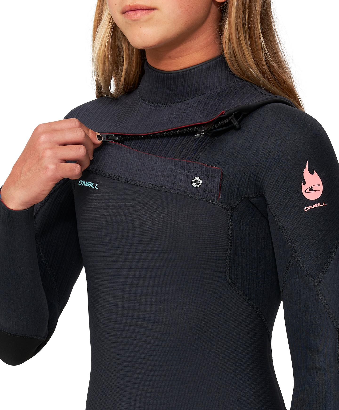 Girl's HyperFire 3/2mm Steamer Chest Zip Wetsuit - Black