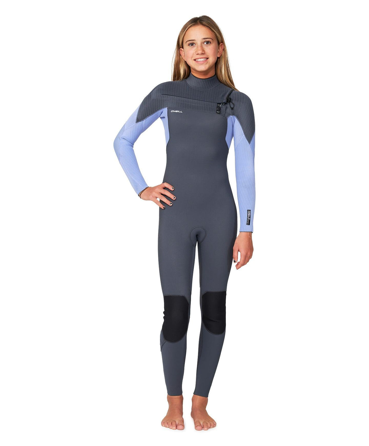 Girl's HyperFreak 3/2+ Steamer Chest Zip Wetsuit - Periwinkle