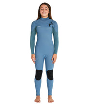 Girl's HyperFreak 3/2+ Steamer Chest Zip Wetsuit - Dusty Blue