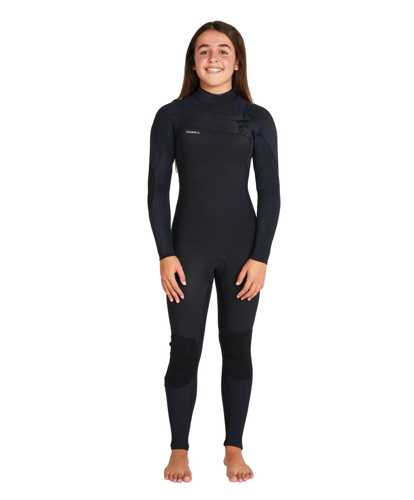 Girl's HyperFreak 3/2+ Steamer Chest Zip Wetsuit - Black