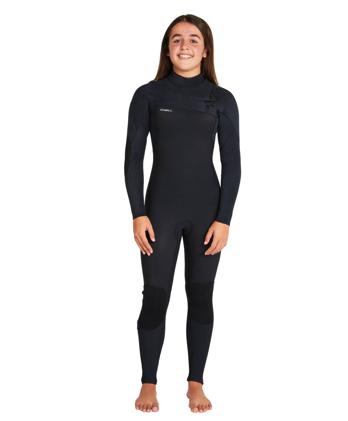 Girl's HyperFreak 3/2+ Steamer Chest Zip Wetsuit - Black