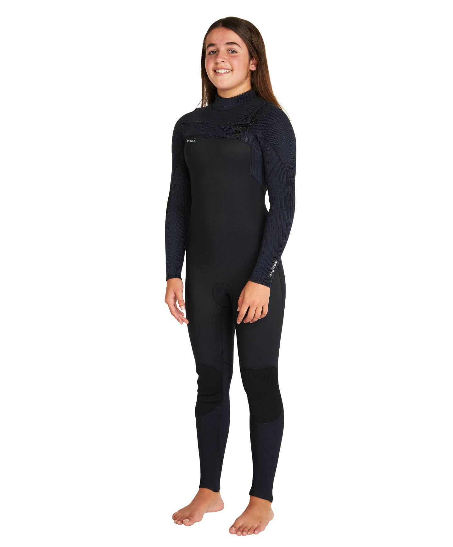 Girl's HyperFreak 3/2+ Steamer Chest Zip Wetsuit - Black