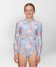 Girls Laney FZ Surf Suit - Blue Floral